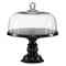Black Wood and Glass Farmhouse Cake Stand with Cloche, 14" x 12" x 12"